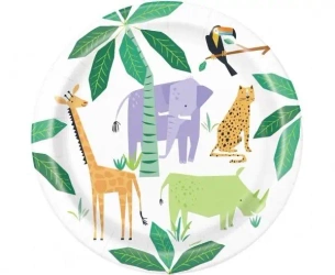 Talerzyki papierowe Animal Safari 23cm 8szt - Godan