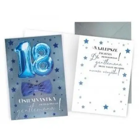Karnet. Urodziny 18 (osiemnastka, cyfry, niebieski) DKP-002 - Passion Cards