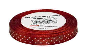 Wstążka satynowa w kropki brązowa 12mmx22m - Brewis