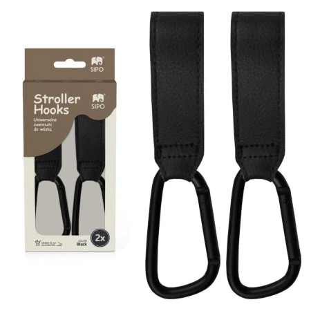 Haczyki do wózka uniwersalne czarne 2szt - Sipo