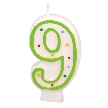 Świeczka cyferka 9 kropki 7,3cm - Amscan