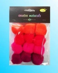 Pompony akrylowe czerwono-różowe 40mm 12szt - Galeria Hobby