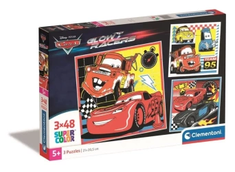 Puzzle 3x48 Super Kolor Cars Glow Racers - Clementoni