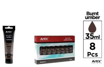 Farba akrylowa ciemno-brązowa 35ml (8szt) - Artix