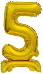 Balon foliowy B&C cyfra 5 stojący złoty 38cm - Godan