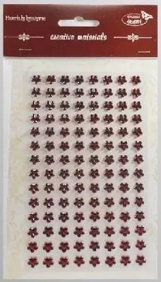 Stiker z kryształkami Kwiaty bordowe 8mm 112szt - Galeria Hobby