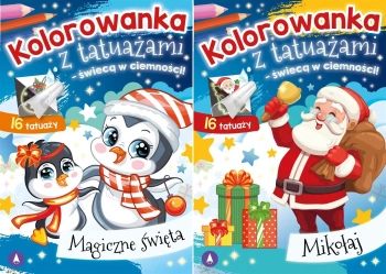 PAKIET ŚWIĄTECZNYCH KOLOROWANEK Kolorowanka z tatuażami. Świecą w ciemności - Opracowanie zbiorowe