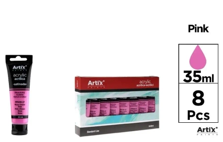 Farba akrylowa różowa 35ml (8szt) - Artix