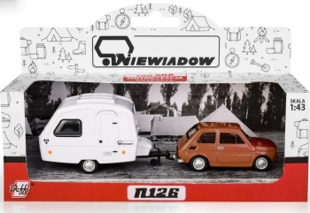 Fiat 126p + przyczepa Niewiadów Kemping brązowy - Daffi