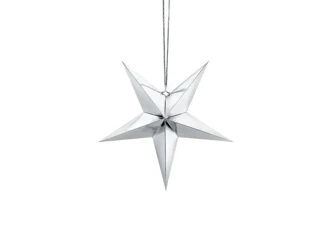 Gwiazda papierowa srebrna 30cm - PartyDeco