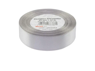 Wstążka satynowa srebrna 25mmx32m - Brewis