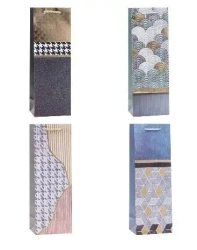 Torebka ozdobna na butelkę 12x35x9cm mix ROZETTE