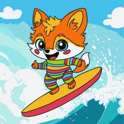 Malowanie po numerach - Lato. Lis na fali Kids - Ideyka