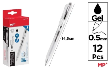 Długopis żelowy 0.5mm czarny (12szt) - MP Main Paper