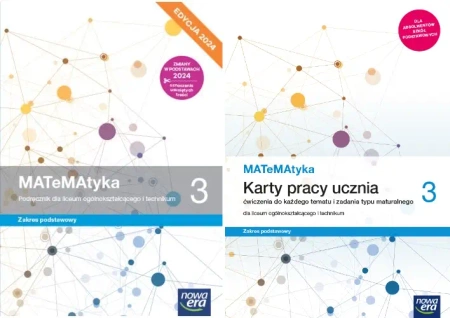 PAKIET MATeMAtyka 3 PODRĘCZNIK + KARTY PRACY ZAKRES PODSTAWOWY Nowa Era LO - Dorota Ponczek