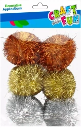 Ozdoba dekoracyjna Pompon 6szt/45mm Mix Brok Cf 12/96