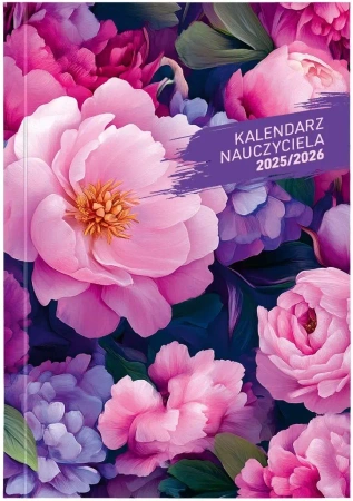 Kalendarz naucz. 2025/26 A5 tyg. PCV Kwiaty - praca zbiorowa