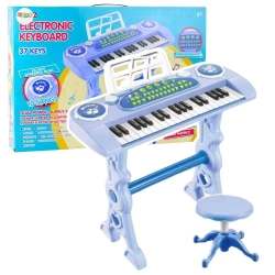 Pianinko z mikrofonem 37 klawiszy niebieskie - Leantoys