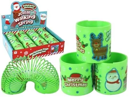 Sprężyna z motywem świątecznym zielona 6cm - Leantoys