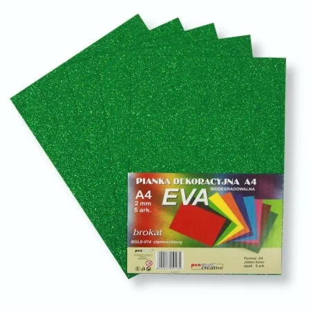 Pianka brokatowa A4 Eva zielona biodegrad. 5szt - Penword