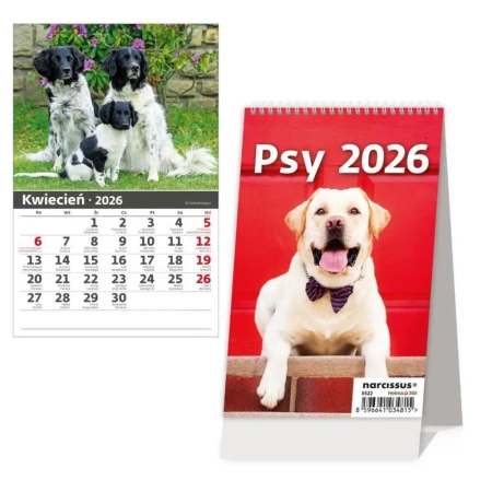 Kalendarz 2026 biurkowy pionowy miesięczny HELMA