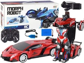 Samochód-robot transformer R/C 1:10 czerwony gesty - Leantoys