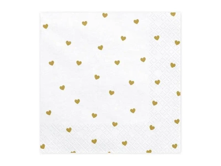 Serwetki serca białe 33x33cm - PartyDeco