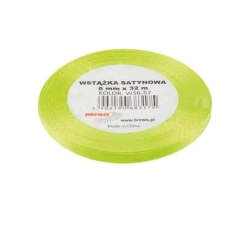 Wstążka satynowa jasna zielona 6mmx32m - Brewis