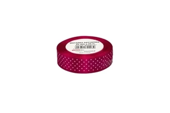 Wstążka satynowa w kropki bordowa 25mmx22m - Brewis