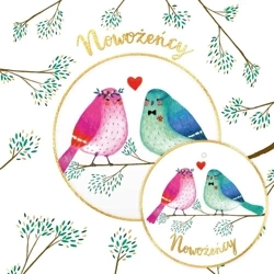 Karnet KW koperta z kółkiem Ślub Ptaki - Henry