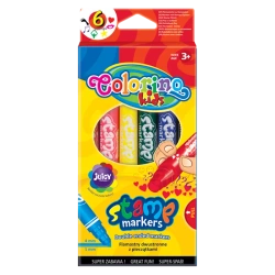 Flamastry Colorino Kids dwustronne z pieczątkami 6 kolorów - PATIO