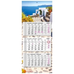 Kalendarz 2026 trójdzielny główka płaska Santorini - EV-Corp