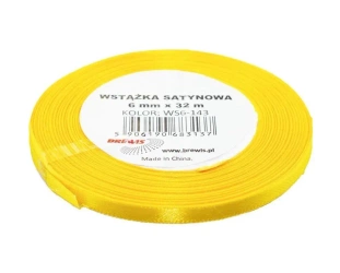 Wstążka satynowa jasna żółta 6mmx32m - Brewis