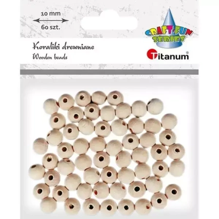 Koraliki drewniane okrągłe 60szt - Titanum