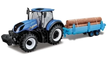 New Holland T7.315 z przyczepą i belami słomy - BBurago