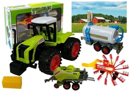 Zestaw autek farmerskich zgrabiarka prasa - Leantoys