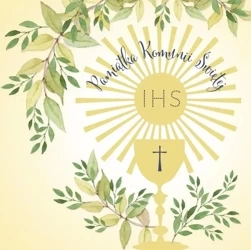 Karnet Swarovski kwadrat CL105 Komunia IHS Kielich - Clear Creations