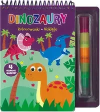 Dinozaury. Kolorowanki naklejki 4 neonowe markery - praca zbiorowa