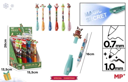 Długopis Szpiegowski UV z podwójną końcówką  0.7/1.0mm Święta 1szt.mix - MP Main Paper