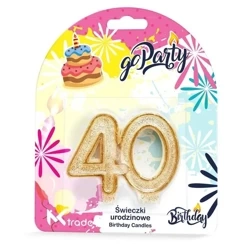 Świeczka urodzinowa 40 złoty brokat - GoParty