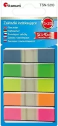 Zakładki indeksujące fluo 12x45mm 5x20 kartek - Titanum