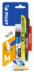Pióro kulkowe Frixion Ball Pilot 0,7 czarne x1 + wkład Frixion Ball 0,7 czarny x3 + zakreślacz żółty x1 blister - PILOT