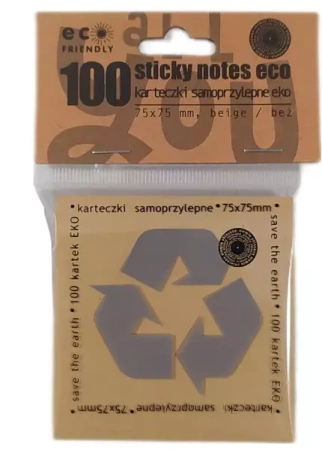 Karteczki samoprzylepne eko 75x75mm 100K beżowe - Ziemia Obiecana