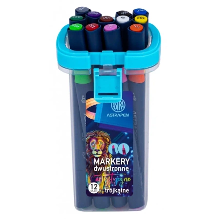 Markery artystyczne trójkątne dwustronne ASTRAPEN 12 kolorów - ASTRA art-pap