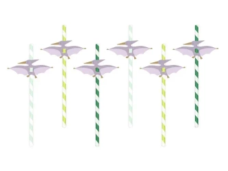 Słomki Pterodaktyl 19.5cm 6szt - PartyDeco