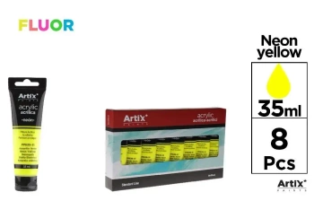 Farba akrylowa fluorescencyjna 35ml żółta (8szt) - Artix