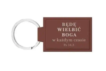 Brelok skórzany - Będę wielbić Boga - Szaron