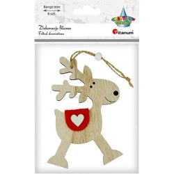 Zawieszka drewniana renifer 90x130mm - Titanum