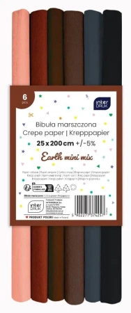 Bibuła marszczona Earth mini mix 6szt 200x25cm - INTERDRUK