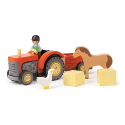 Traktor z przyczepą i akcesoriami drewniany - Tender Leaf Toys
